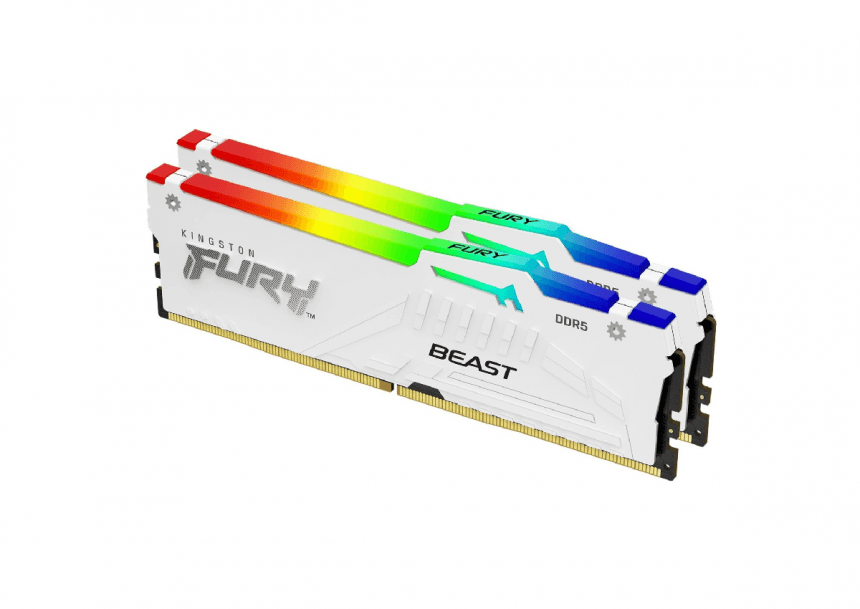 Kingston KF556C40BWAK2-32 DDR5 32GB (2x16GB) 5600MHz CL40 DIMM [FURY Beast] White RGB XMP 1
