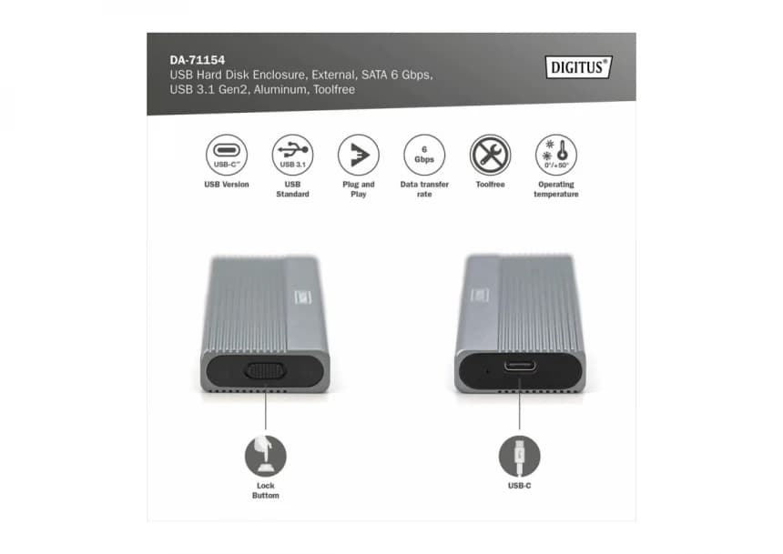 DIGITUS DA-71154 eksterno kućište za SSD za M.2 Gen2 4