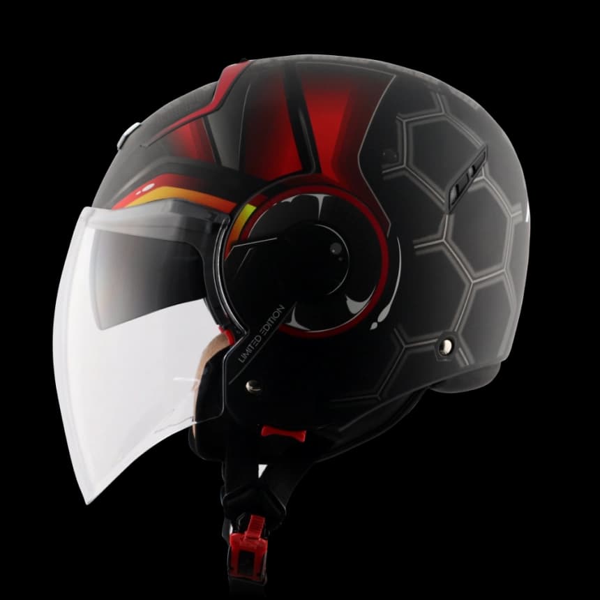 Jet kaciga AXOR STRIKER HITMAN mat crno/crvena M 4