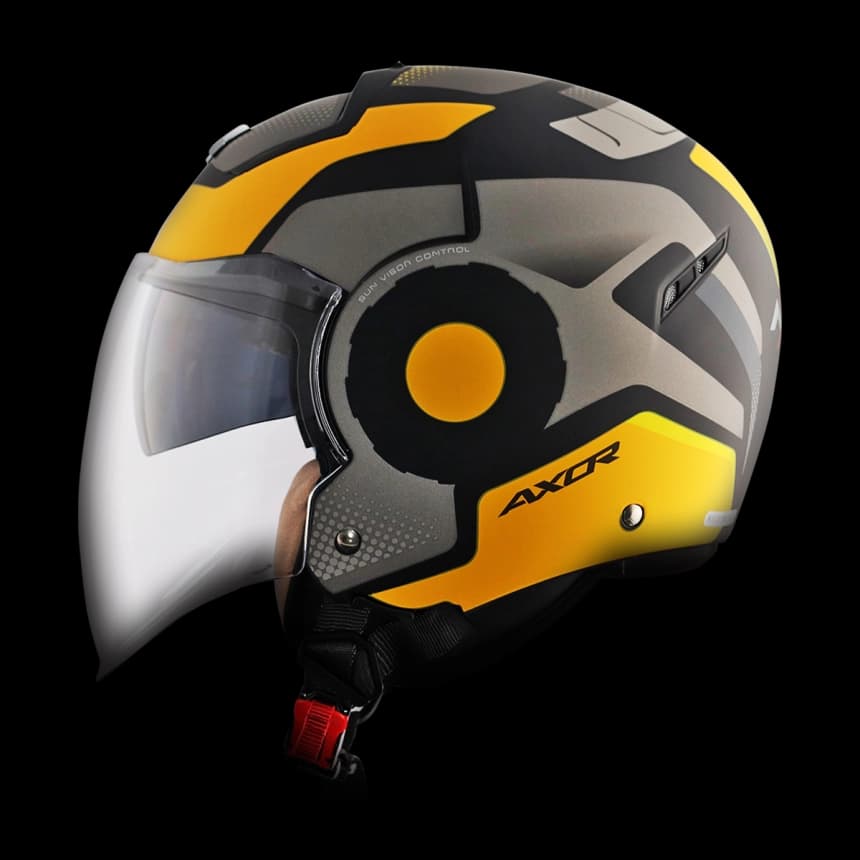 Jet kaciga AXOR STRIKER ULTRON mat crno/žuta M 4