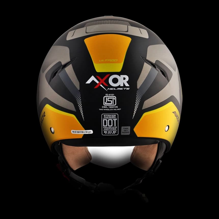 Jet kaciga AXOR STRIKER ULTRON mat crno/žuta M 3