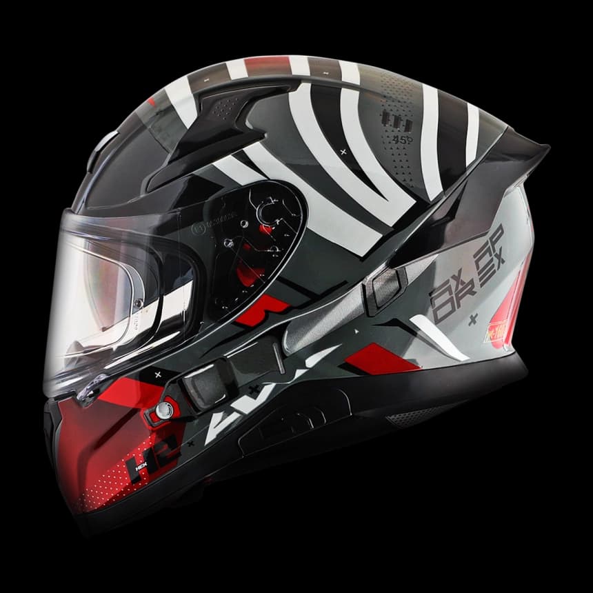 Full-face kaciga AXOR APEX HEX-2 mat sivo/crvena XL 4