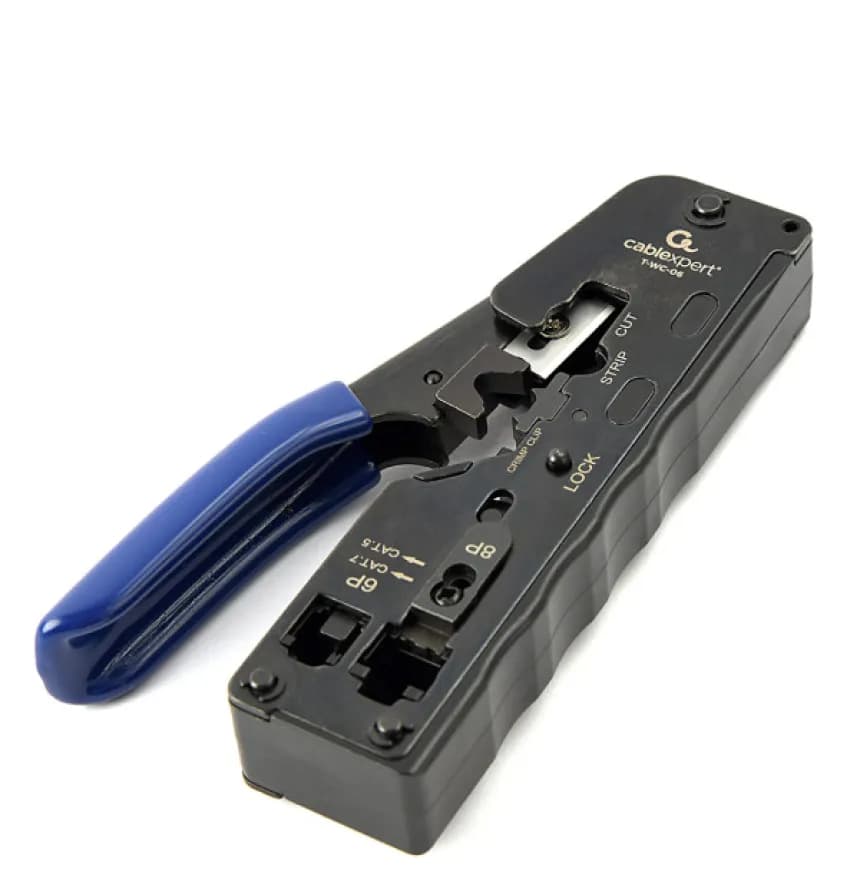T-WC-06 Gembird Klesta za krimpovanje CAT.7 LAN pass-through plug, 8P8C, 6P6C, blue 1