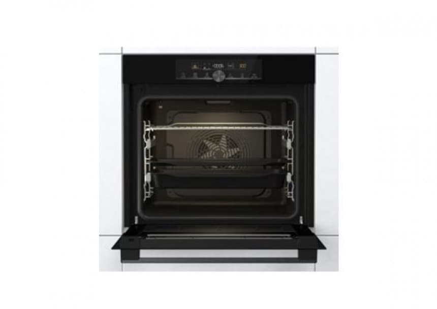 Ugradna rerna Gorenje Samostalna ugradna rerna IconTouch upravljanje multifunkcijska rerna 21P Teleskopske vođice na 2 nivoa Kružni grejač i ventilator za pečenje na više nivoa istovremeno 77 litara SteamBake AirFry Fastpreheat Defrost PerfectGrill Pizza funkcija GentleBake AquaClean SoftOpen i GentleClose katalitički filter crna BOS 6747 A01BG 2