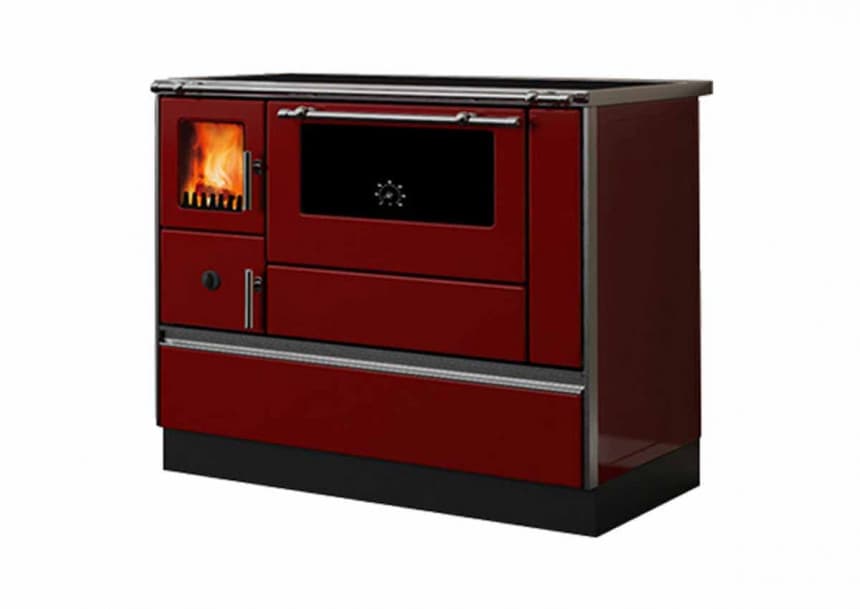 Šporet na čvrsto gorivo Alfa Plam 90H Dominant, crveni, desni 1