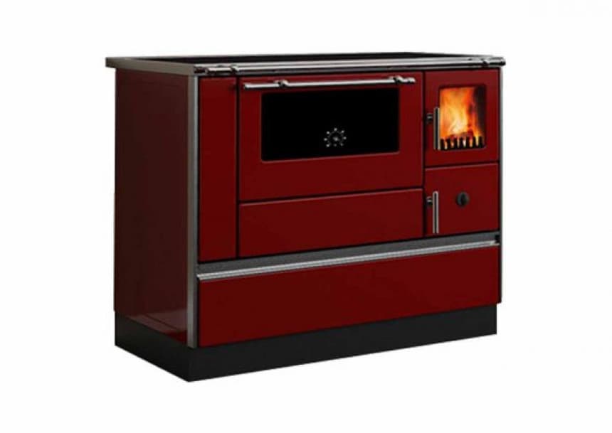 Šporet na čvrsto gorivo Alfa Plam 90H Dominant, crveni, levi 1