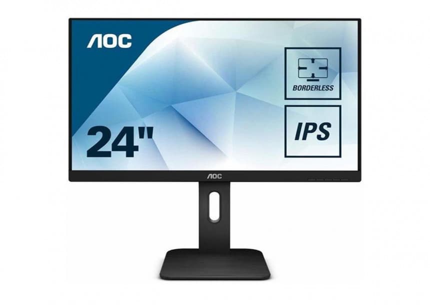 AOC Monitor LED 24P1 PRO (23.8“, 16:9, 1920x1080, IPS, 250 cd/m², 1000:1, 50M:1, 5 ms, 178/178°, VGA, DP, HDMI, DVI, 4 x USB 3.0, Audio OUT, Speakers, Tilt: -5/+35°, Swivel, Tilt, H. Adjust, VESA, Ergonomic, Borderless) Black, 3y 1