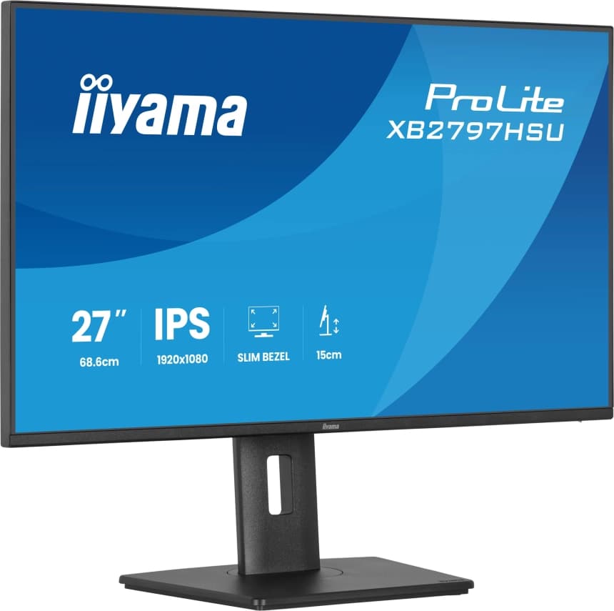 IIyama XB2797HSU-B1 27" IPS panel, 1920x1080 at 120Hz, EyeComfort, 15cm height adjustable stand, 350cd/m2, Speakers, HDMI, DisplayPort, 1ms MPRT, USB 2x3.2 plus 2x USB-C 2