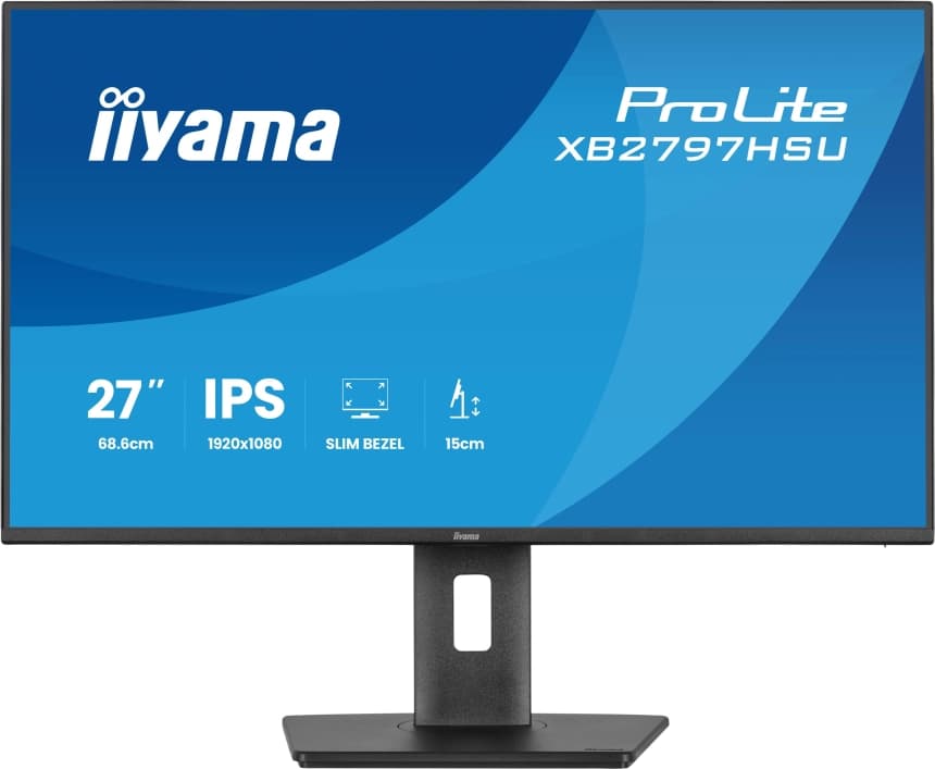 IIyama XB2797HSU-B1 27" IPS panel, 1920x1080 at 120Hz, EyeComfort, 15cm height adjustable stand, 350cd/m2, Speakers, HDMI, DisplayPort, 1ms MPRT, USB 2x3.2 plus 2x USB-C 1