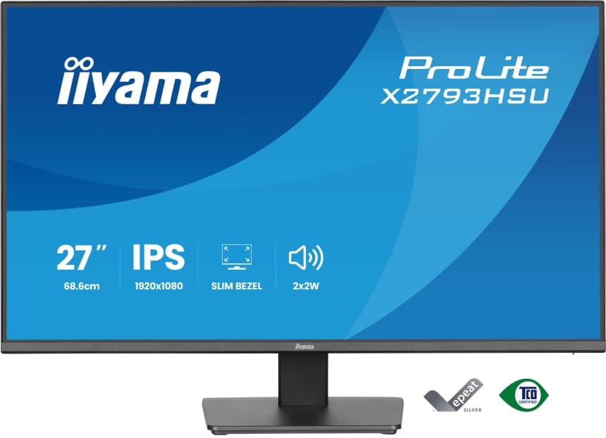 IIyama X2793HSU-B1 27" IPS panel, 1920x1080 at 120Hz, 1ms MPRT, 350cd/m2, 1500:1, Speakers, HDMI, DisplayPort, USB 2x2.0 1