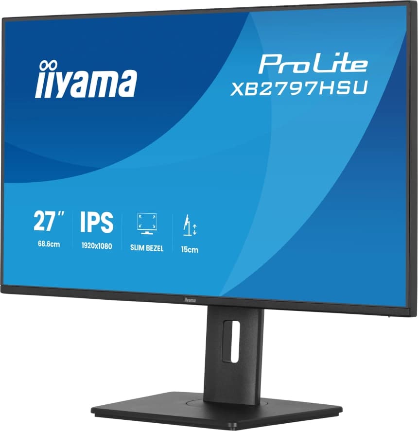 IIyama XB2797HSU-B1 27" IPS panel, 1920x1080 at 120Hz, EyeComfort, 15cm height adjustable stand, 350cd/m2, Speakers, HDMI, DisplayPort, 1ms MPRT, USB 2x3.2 plus 2x USB-C 3
