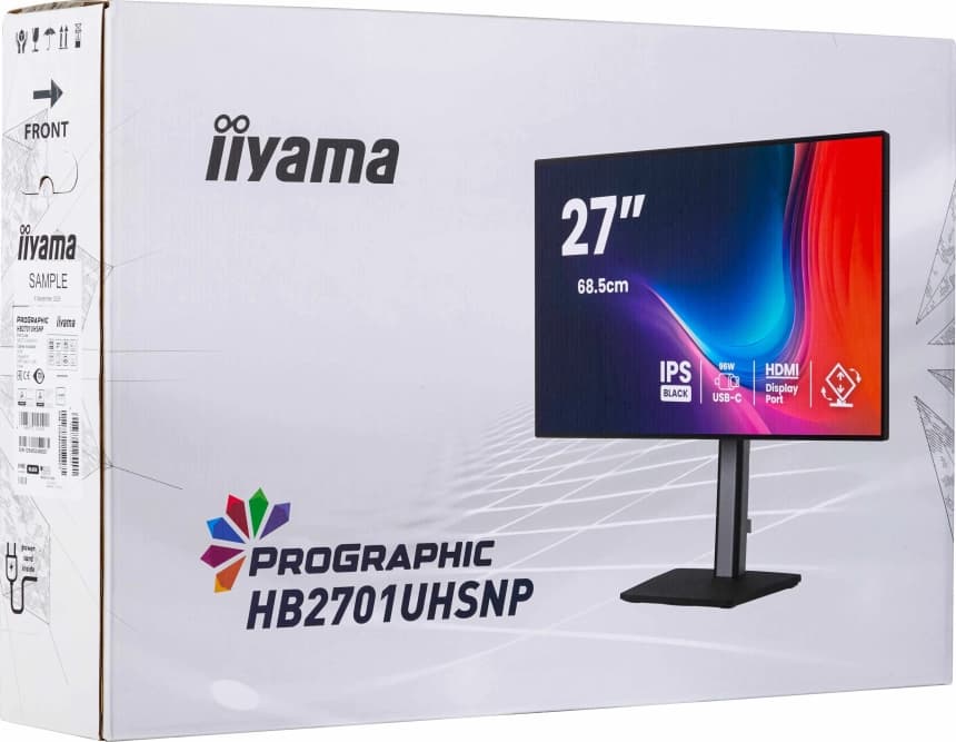 IIYAMA HB2701UHSNP-B1 27" IPS BLACK 2.0 panel, 3840x2160 UHD, DCI-P3 99%, Pantone Certified, Delta E 2, USB-C Dock (LAN 96W PD DP-OUT), 4ms, 15cm height adj. stand, 450cd/m2, CR 3000:1, HDMI, DisplayPort, Speakers, USB HUB (3x 3.2+1xC) 16