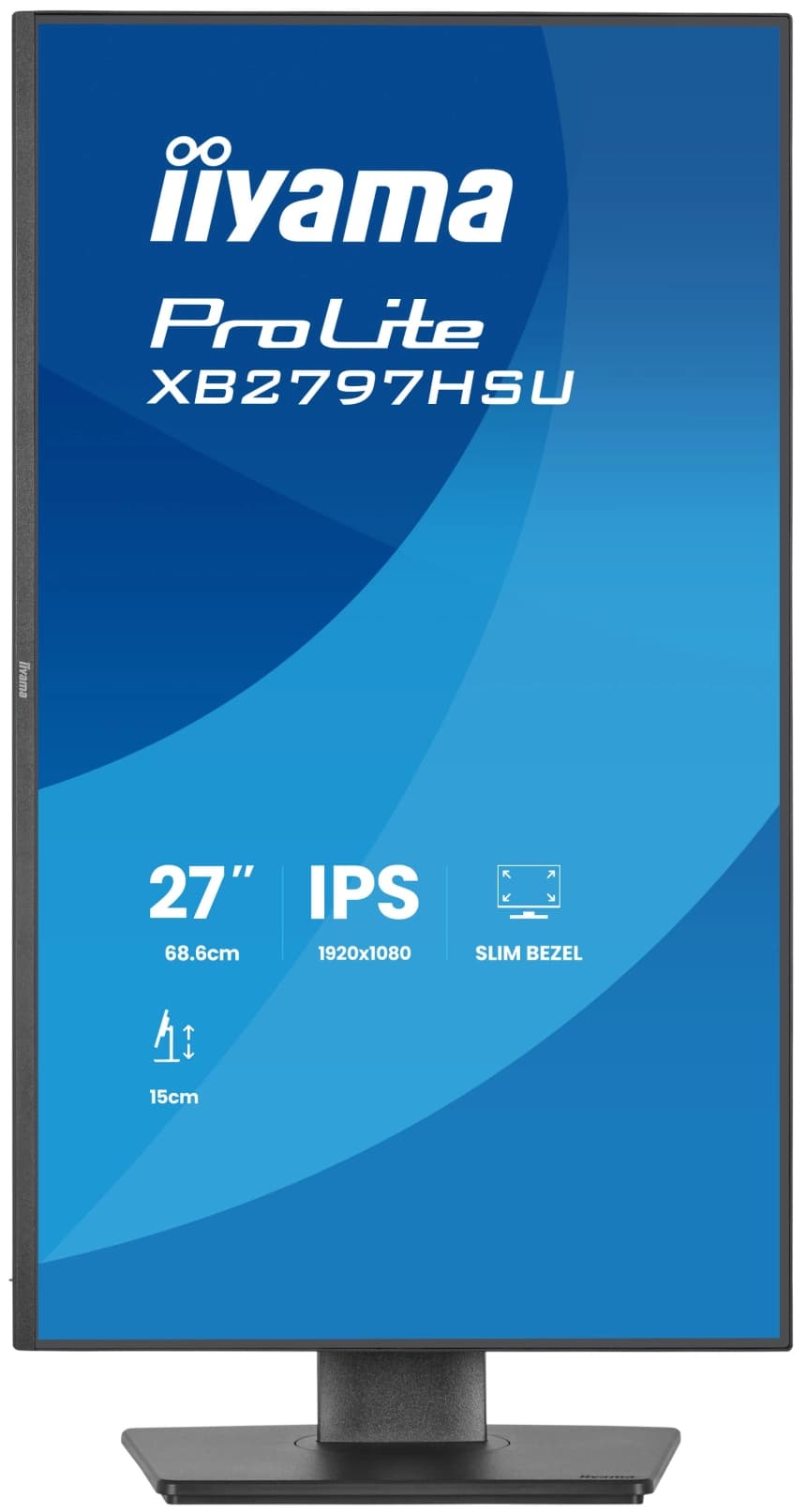 IIyama XB2797HSU-B1 27" IPS panel, 1920x1080 at 120Hz, EyeComfort, 15cm height adjustable stand, 350cd/m2, Speakers, HDMI, DisplayPort, 1ms MPRT, USB 2x3.2 plus 2x USB-C 4
