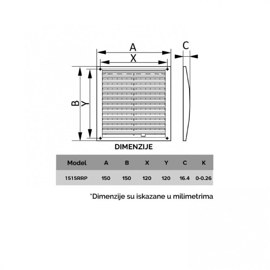 Plastična žaluzina 150x150mm 118E 4