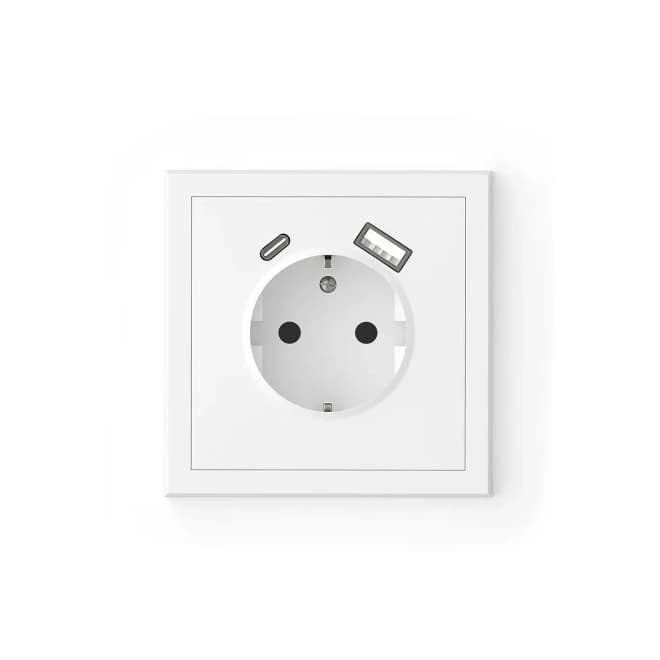 Suko uticnica sa USB A+C portom, bela 1