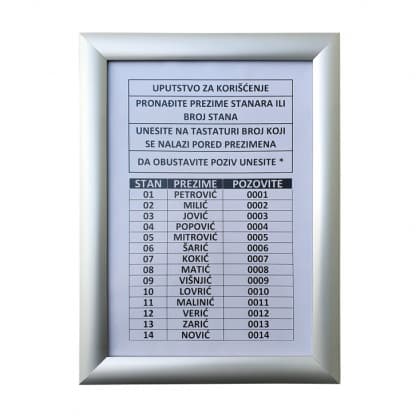 Ram za spisak stanara T875