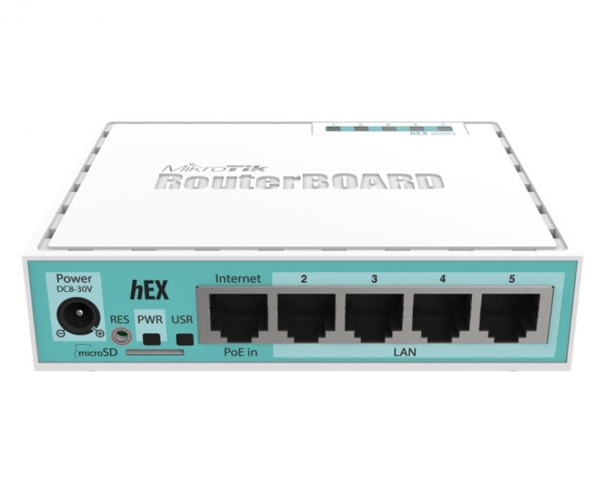 MikroTik RB750Gr3 hEX ruter sa 5 x Gigabit LAN / WAN portova 10/100/1000Mb/s + USB, microSD slot, IPsec hardware encryption VPN ruter/ firewall/ bandwith manager/ load balance, PoE in, CPU 880MHz, 256MB RAM, RouterOS L4 1