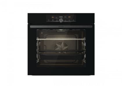 Ugradna rerna Gorenje Samostalna ugradna rerna IconTouch upravljanje multifunkcijska rerna 21P Teleskopske vođice na 2 nivoa Kružni grejač i ventilator za pečenje na više nivoa istovremeno 77 litara SteamBake AirFry Fastpreheat Defrost PerfectGrill Pizza funkcija GentleBake AquaClean SoftOpen i GentleClose katalitički filter crna BOS 6747 A01BG