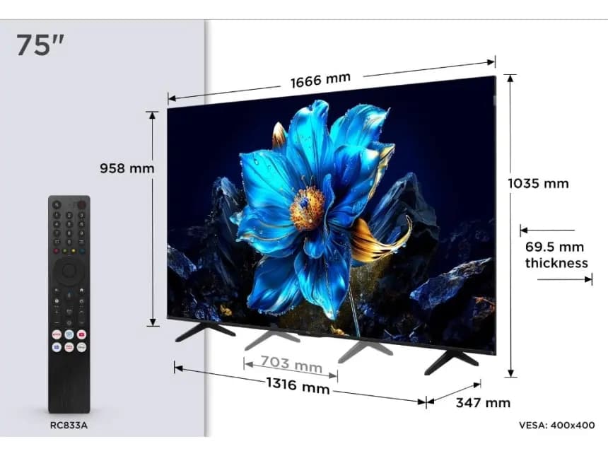 Televizor TCL 75P7K/QLED/75"/4K UHD/60Hz/Google TV/crna 10