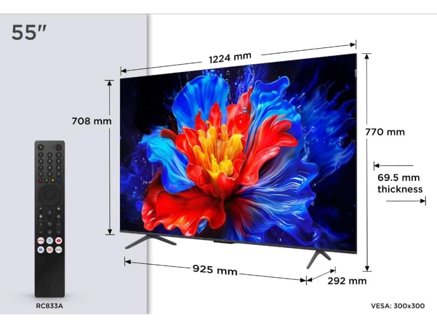 Televizor TCL 55P8K/QLED/55"/4K UHD/144Hz/Google TV/crna 9