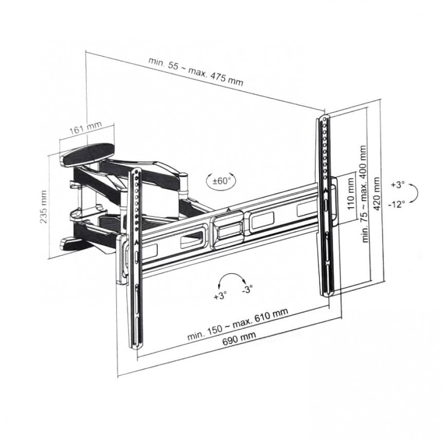 Zidni TV nosač 37" do 80" LCDH33 4