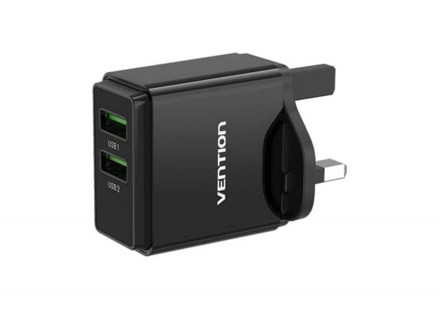 Punjač sa 2 ulaza USB A 18/18W - Crni (US prikljucak)