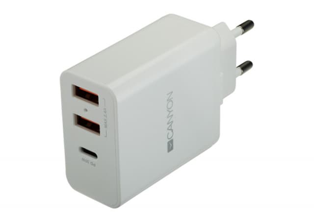 Power adapter Canyon H-08 PD 30W USB-C 2USB-A White (CNE-CHA08W)