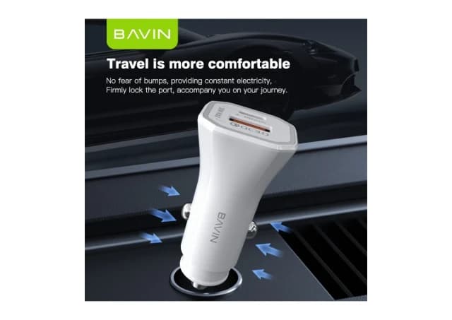 Bavin Auto punjač 20W PD QC3,0 USB&Type C bela