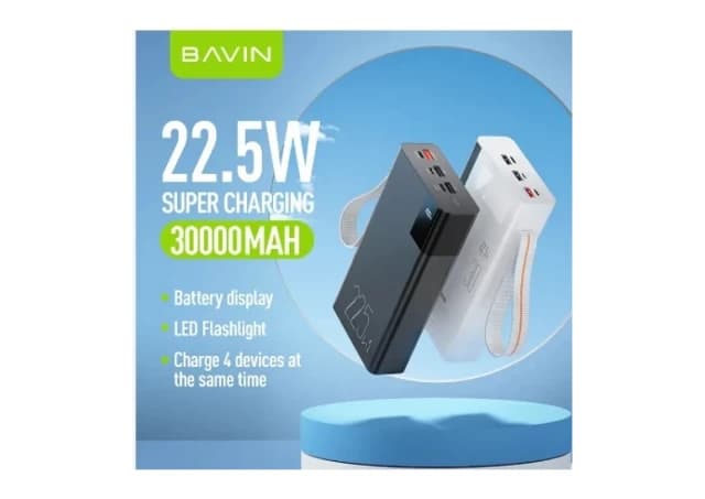 Bavin Power bank 30000mAh 22.5W QC3.0 bela