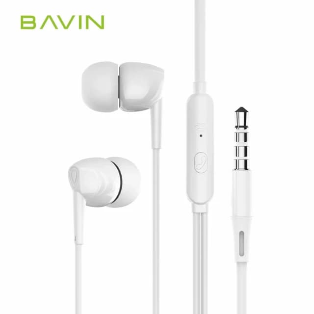 BAVIN slušalice 3,5mm 1,2m bela