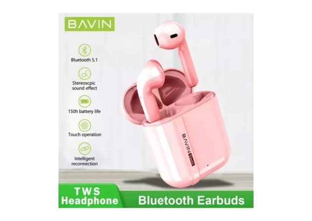 Bavin Wireless TWS  slušalice + kabl type-C pink