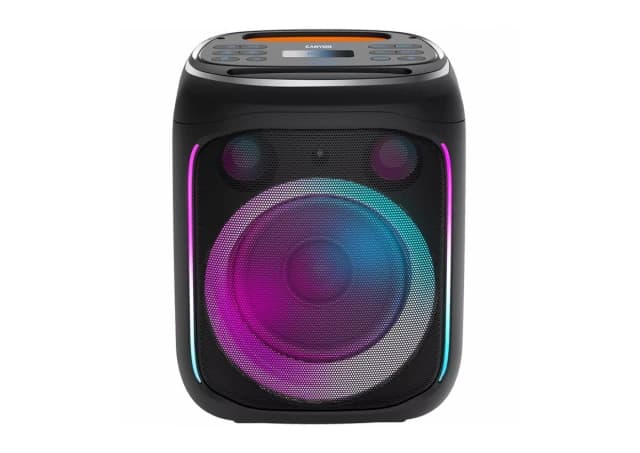 CANYON OnFun 5, Partybox speaker,Spec: speaker drivers: 6.5''+1.5'tweeter Power Output : 40W Lithium Battery : 7.4v 3600mAh Function : AUX+TF+MIC+BT+USB+DSP+EQ+ehco+. Color: Black body,orange handle.