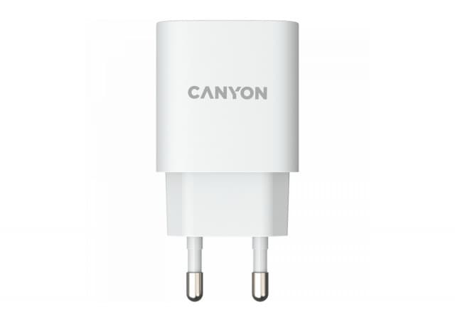 CANYON H-18-01, Wall charger with 1*USB, QC3.0 18W, Input: 100V-240V, Output: DC 5V/3A,9V/2A,12V/1.5A, Eu plug, OCP/OVP/OTP/SCP, CE, RoHS ,ERP. Size: 80.17*41.23*28.68mm, 50g, White