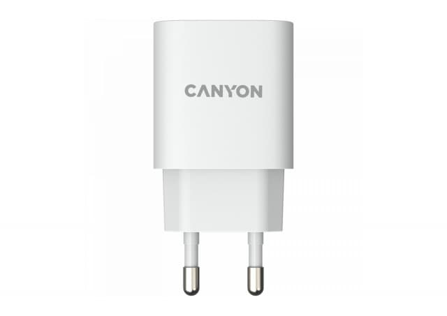 CANYON H-20-04, PD 20W/QC3.0 18W WALL Charger with 1-USB A+ 1-USB-C   Input: 100V-240V, Output: 1 port charge: USB-C:PD 20W (5V3A/9V2.22A/12V1.67A) , USB-A:QC3.0 18W (5V3A/9V2.0A/12V1.5A), 2 port charge: common charge,  total 5V, 3A, Eu plug  , Over- Voltage