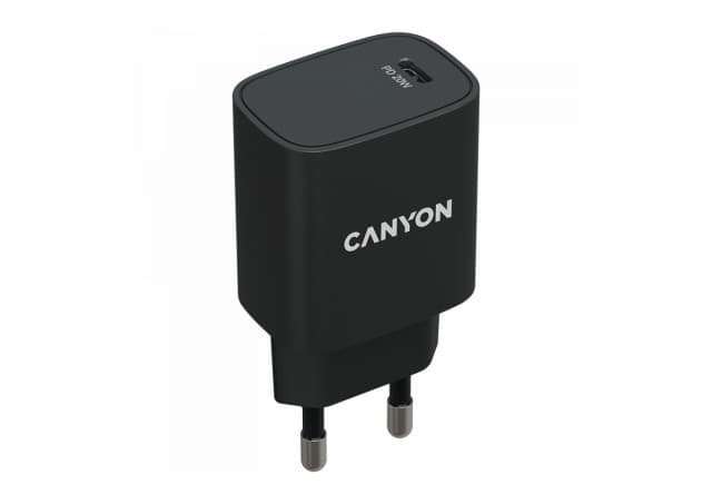 CANYON H-20, PD 20W Input: 100V-240V, Output: 1 port charge: USB-C:PD 20W (5V3A/9V2.22A/12V1.67A) , Eu plug, Over- Voltage ,  over-heated, over-current and short circuit protection Compliant with CE RoHs,ERP. Size: 80*42.3*30mm, 55g, Black