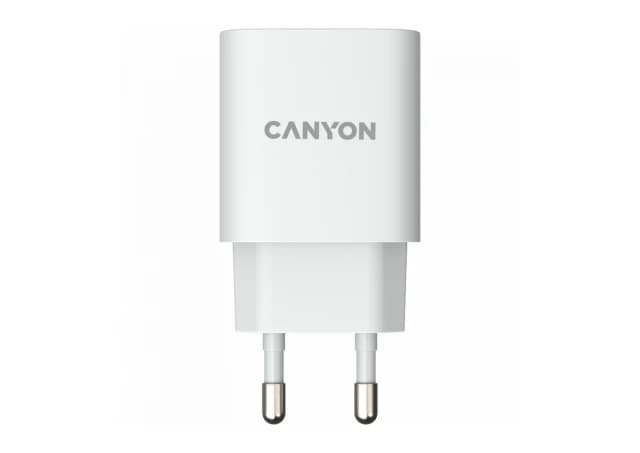 CANYON H-20, PD 20W Input: 100V-240V, Output: 1 port charge: USB-C:PD 20W (5V3A/9V2.22A/12V1.67A) , Eu plug, Over- Voltage ,  over-heated, over-current and short circuit protection Compliant with CE RoHs,ERP. Size: 80*42.3*30mm, 55g, White