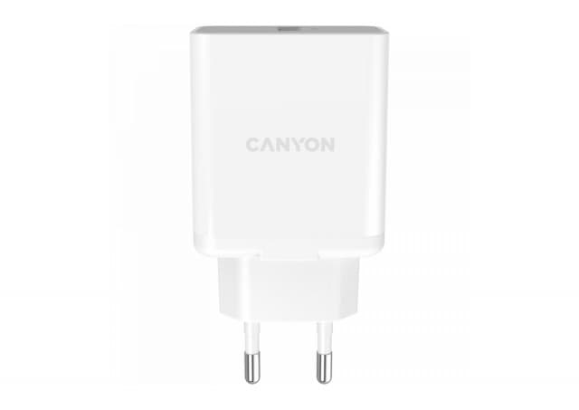 CANYON H-36-01, QC3.0 36W WALL Charger with 1-USB A   Input: 100V-240V, Output:  USB-A:QC3.0 36W (5V3A/9V3.0A/12V3.0A),  Eu plug  , Over- Voltage ,  over-heated, over-current and short circuit protection Compliant with CE RoHs,ERP.Size:90*46*27.5mm, 71g, Whi