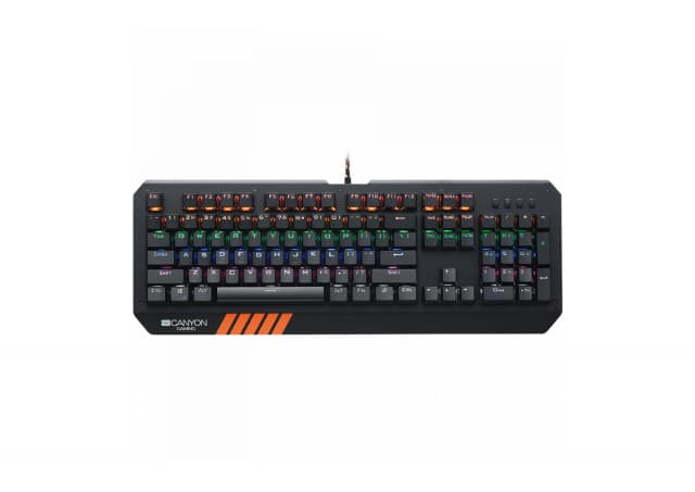 CANYON Hazard GK-6, Wired multimedia gaming keyboard with lighting effect, 108pcs rainbow LED, Numbers 104keys, EN double injection layout, cable length 1.8M, 450.5*163.7*42mm, 0.90kg, color black