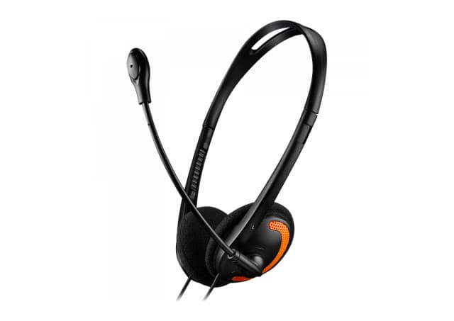 CANYON HS-01, PC headset with microphone, volume control and adjustable headband, cable length 1.8m, Black/Orange, 163*128*50mm, 0.069kg