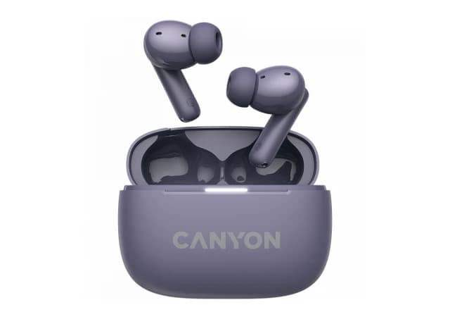 CANYON OnGo TWS-10 ANC+ENC, Bluetooth Headset, microphone, BT v5.3 BT8922F, Frequence Response:20Hz-20kHz, battery Earbud 40mAh*2+Charging case 500mAH, type-C cable length 24cm,size 63.97*47.47*26.5mm 42.5g, Purple