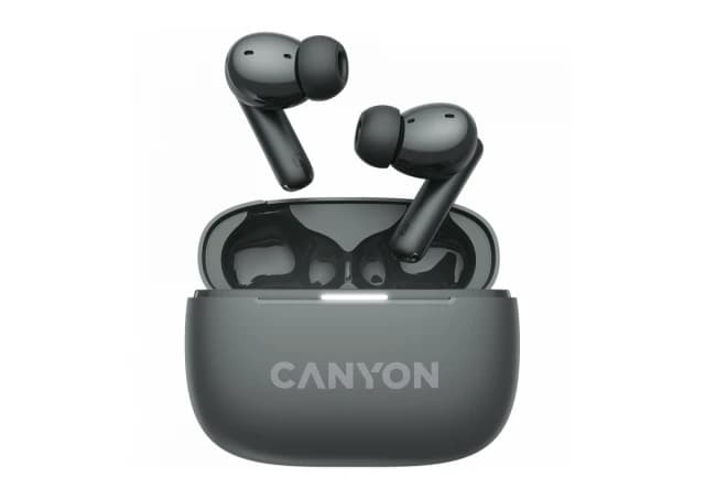 CANYON OnGo TWS-10 ANC+ENC, Bluetooth Headset, microphone, BT v5.3 BT8922F, Frequence Response:20Hz-20kHz, battery Earbud 40mAh*2+Charging case 500mAH, type-C cable length 24cm,size 63.97*47.47*26.5mm 42.5g, Black