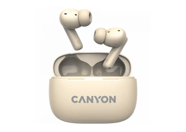 CANYON OnGo TWS-10 ANC+ENC, Bluetooth Headset, microphone, BT v5.3 BT8922F, Frequence Response:20Hz-20kHz, battery Earbud 40mAh*2+Charging case 500mAH, type-C cable length 24cm,size 63.97*47.47*26.5mm 42.5g, Beige