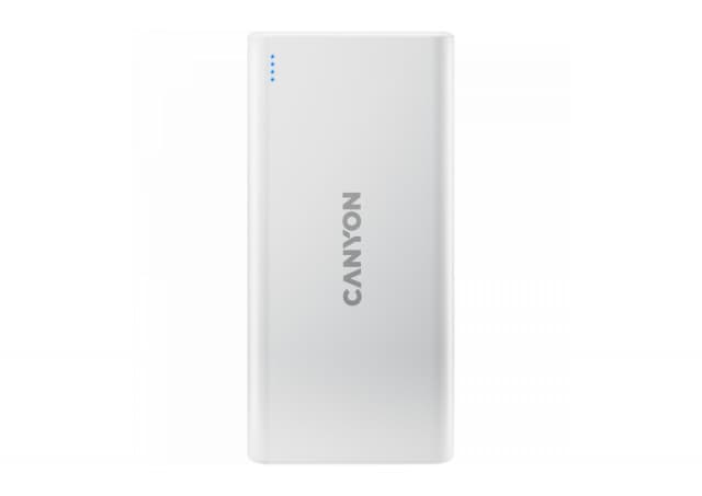 CANYON PB-106 Power bank 10000mAh Li-poly battery, Input 5V/2A, Output 5V/2.1A(Max), USB cable length 0.3m, 140*68*16mm, 0.24Kg, White