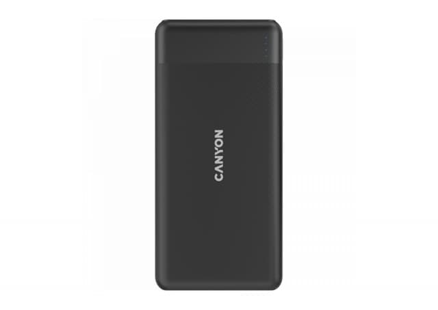 CANYON PB-109, Power bank 10000mAh Li-poly battery, Input Lightning &Type C  : 5V/2A, 9V/2A PD 18W(Max), Output Type C 5V/3A,9V/2.2A,12V/1.5A 20W,  Output USB A:5V3A,9V2A,12V1.5A,18W quick charging cable 0.3m, 144*68*16mm, 0.24kg, Black