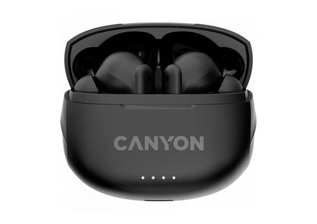 CANYON TWS-8, Bluetooth headset, with microphone, with ENC, BT V5.3 JL 6976D4, Frequence Response:20Hz-20kHz, battery EarBud 40mAh*2+Charging Case 470mAh, type-C cable length 0.24m, Size: 59*48.8*25.5mm, 0.041kg, Black