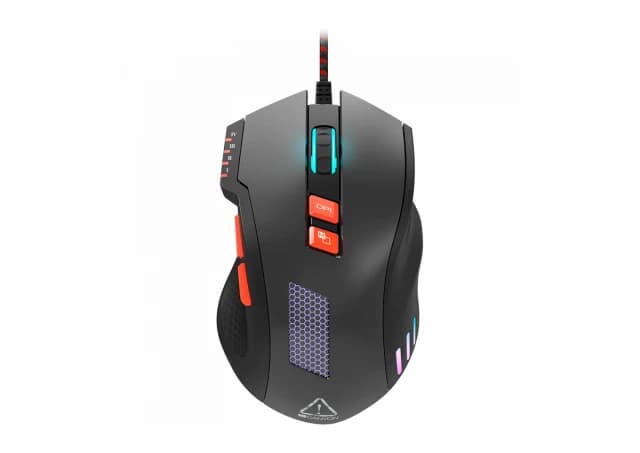 CANYON Wired Gaming Mouse with 8 programmable buttons, sunplus optical 6651 sensor, 4 levels of DPI default and can be up to 6400, 10 million times key life, 1.65m Braided USB cable