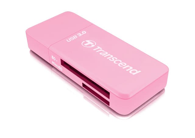 Transcend Card reader, Mini F5, USB3.0, SD/MicroSD SDHC/SDXC/UHS-I, Pink