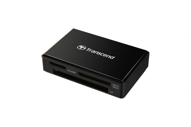 Transcend Card reader, RDF8, USB 3.1 Gen 1, SDHC UHS-I, SDXC UHS-I, micro SDHC UHS-I, micro SDXC UHS-I, and UDMA7 CompactFlash, Black