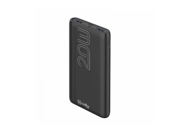 Celly power bank 10000 mAh 20W + kabl Type-A na Type-C crna