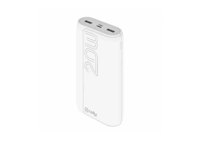 Celly power bank 20000 mAh 20W + kabl Type-A na Type-C bela